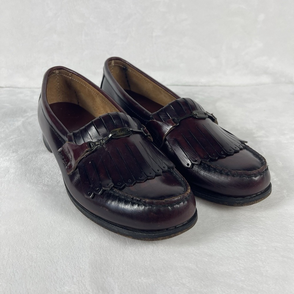 Vintage GH Bass Weejuns Kiltie Loafer Women Size 8 AA Narrow Oxblood Red Leather